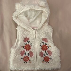 Nannette White Floral Sherpa Vest